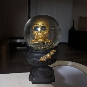 Mini Golden Skull Black Sparkle Snow Globe